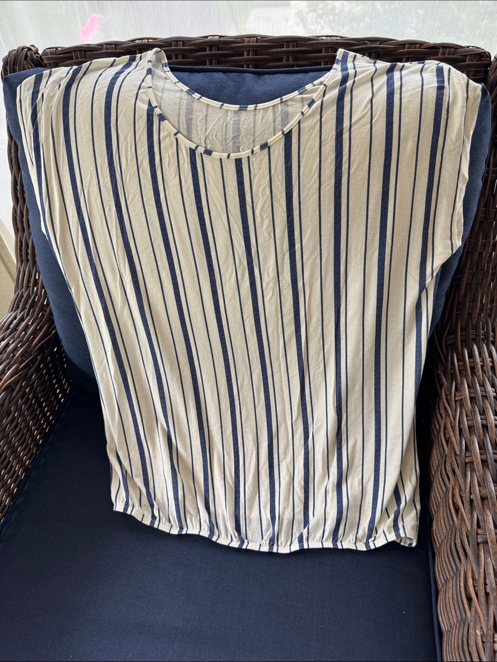 Striped Navy and Cream Sleeveless Tank Top